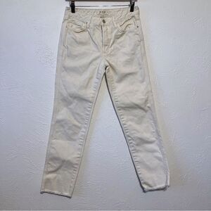 Free People Boyfriend Fit  Frayed Hem Jeans Women's Size 25 Ivory